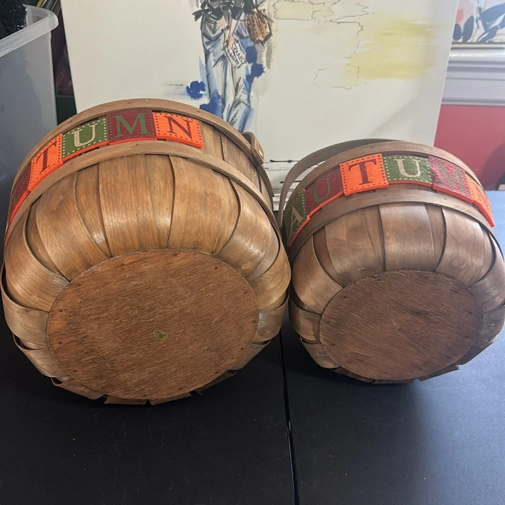Autumn egg baskets with handle set of 2